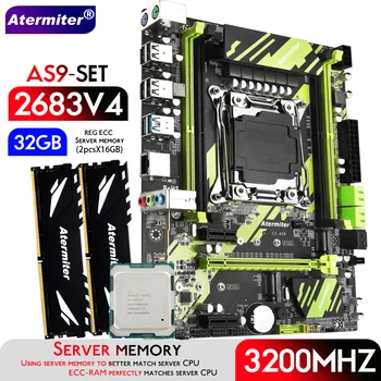 Atermiter X99 AS9 Doska Set s Xeon E5 2683 V4 LGA CPU 2011-3 Procesor DDR4 32 GB 2 X 16GB 3200MHz Pamäť ECC REG RAM
