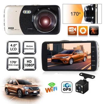Automobilové DVR WiFi 4.0 Full HD 1080P Dash Cam parkovacia Kamera, videorekordér Auto Parkovanie Monitor Nočné Videnie Black Box GPS Tracker