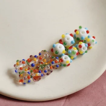 Autor Rainbow Kontrast Roztomilý Malý sklenenú Guľu Korálky v Japonskom Štýle DIY Ručne vyrábané Ozdoby Materiál Náušnice Príslušenstvo