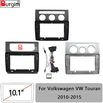 Autorádio Fascias Rám Pre Volkswagen VW Touran 2004-2015 9 palcový Stereo Panel Elektroinštalácie Postroj Power Kábel Canbus Mount Kit