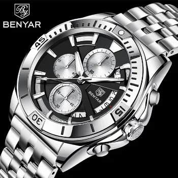 BENYAR Mužov Sledovať 2023 Nové Luxusné náramkové hodinky Quartz Top Značky Módne Športové Mužov Chronograf Hodinky reloj hombre