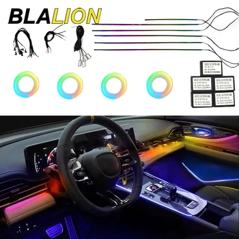 BLALION Auto USB Okolitého Svetla, Akryl LED Symfónia Dynamické Interiérové Dekoratívne Lampa RGB 64 Farba Auto Príslušenstvo APP Radič