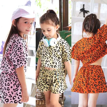 Baby Dievčatá Letné Oblečenie Sady Deti Móda Leopard Tričko + Voľné Šortky 2ks Vyhovovali Deti Bežné Tepláková súprava Batoľa Oblečenie
