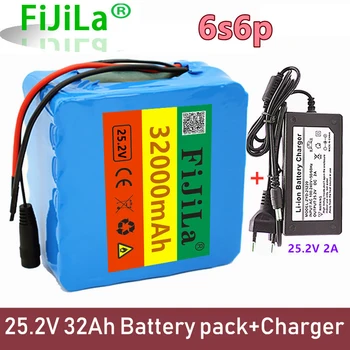 Batterie Lítium-iónová 6s6p 24V 32000mAh 18650, 25.2 v 32000mAh, Zalejeme Velo électrique, Avec BMS Et Chargeur 2a