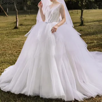 Biela Vysoká Kvalita tvaru Princezná Svadobné Šaty 2023 bez Rukávov Sexy Sequined Zloženke Nevesta Šaty HM67021 Zákazku