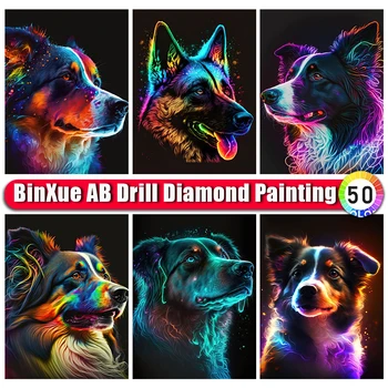 BinXue 5D DIY Farebné Fantasy Psa AB Diamond Maľovanie Auta Zvierat Cross Stitch Ručné DIY Diamond Mozaikové Umenie Domova Dary