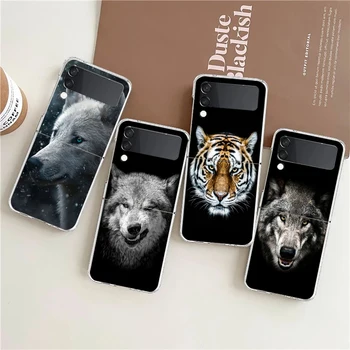 Black Gepard Tiger, Lev Zvieratá Jasné, Telefón puzdro Pre Samsung Galaxy Z Flip 4 Vysoko Pevného PC Shell na Galaxy Z Flip 3 5G Kryt