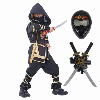 Black Ninja Kostým Anime Ninja Hračka Nastaviť Boj Samuraja, Maska, Kostým detský Prázdninový Najlepší Darček