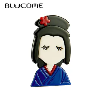 Blucome 2023 Nové Módne Akryl Temperament Kimono Dievča Brošňa Žena Prehnané Karikatúra Roztomilý Odznak Klope Brošňa Šperky