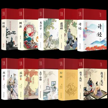 Celý Set pevná Väzba-Čínsky Klasik Na Analects z Konfucius Zhouyi Daodejing Kniha 10 Kníh/Set Štyroch Kníh Päť Klasiky