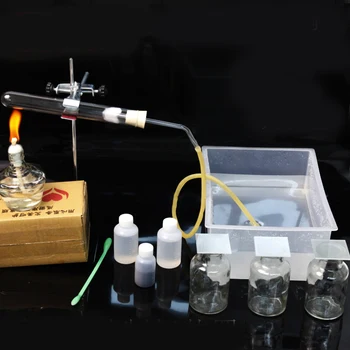 Chemické laboratórium experiment nástroje príprava kyslíka vybavenie na vyučovanie s skúmavky galss fľaša retort stojan