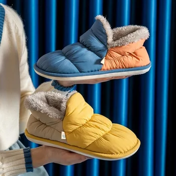 Chlapčenské a dievčenské bežné domáce topánky bavlnené papuče non-sklzu, teplé a ľahké dámske členkové topánky