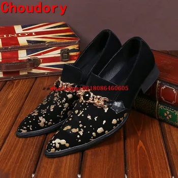 Choudory pánske klasické ukázal prst šaty topánky návrhár obuvi drahokamu mokasíny Velvet luxusné Papuče formálne topánky