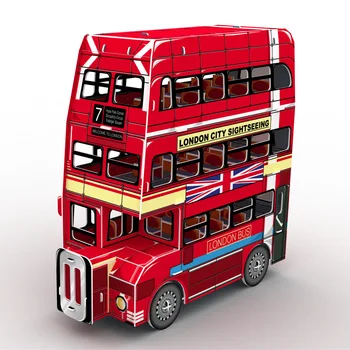 DIY 3D Puzzle Hračka dvojúrovňový Červený Autobus Puzzle, Hračky Mš Darček Detí Rodič-Dieťa Diy Autobus Model Logická Hračka Narodeninám