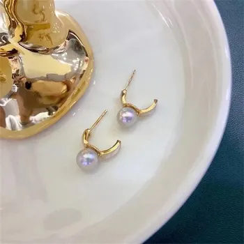 DIY pearl náušnice príslušenstvo S925 mincový striebro šperky shell žien ucho pracky prázdny držiak na Uchytenie 8-10 mm korálky