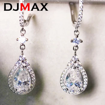 DJMAX 1.5 CT Hruška Moissanite Hoop Náušnice pre Ženy Pôvodné 925 Sterling Silver Lady Diamond Náušnice Hoop Nové 2023