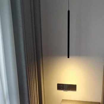 Dia2CM Tenký Dlhý Riadok Jednoduché Led Prívesok Svetlo Obývacia Spálňa Kúpeľňa Matt black Single/Double Visí Lampa H30/50/80/100 CM