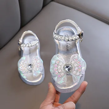 Dievčatá Drahokamu Čipky Luk Sandále Študentov 2023 Lete Nové Princezná Sandále Módne Tanečné detské Sandále Deti Topánky