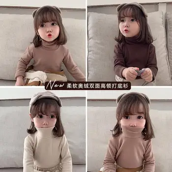 Dievčatá módne turtleneck vnútri svetre jeseň roztomilý kórejské deti teplé mäkké oblečenie pre 2-8Y deti jeseň oblečenie