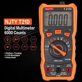 Digitálny Multimeter T21D DC/AC Napätie Prúd Meter Ručné Ammeter Ohm Dióda NCV Tester LCD Podsvietenie 6000 Počíta Multitester