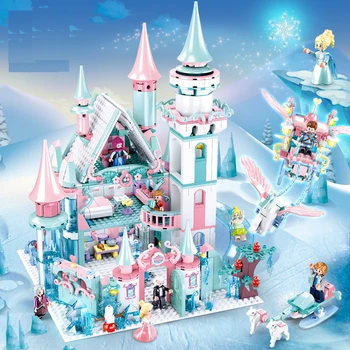 Disney Mrazené Magic Castle Prepravu Stavebným Nastaviť Ľadová Kráľovná Elsa Anna Princezná Mini Akcia Obrázok Bábika Tehla Hračka Dievčatá Darček