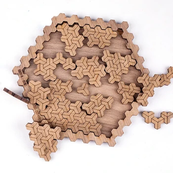 Drevené 3D Puzzle Geometrické Puzzle Dekompresný Hračka Dosková Hra pre Dospelých 10 Úrovne Obtiažnosti Puzzle Hry Detí Montessori Hračky