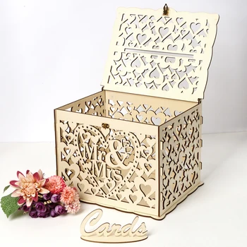 Drevené Svadobné Krabica Svadobné Dekorácie Dodávky DIY Mr&Mrs Pár Kvetinový Vzor Obálky Prihlásiť Karty Dreva Box