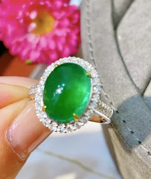 Emerald Krúžok 4.98 ct Čistý 18K Zlato, Šperky Zelený Smaragd Drahokam Diamond Žena Prstene pre ženy Výtvarného Krúžku