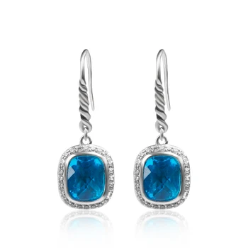Estetické dámske Náušnice 2022 Trend 8*10 mm Modrej Obdĺžnikovej Zirkón Dangler Vintage Šperky Príslušenstvo Dovolenku Dary