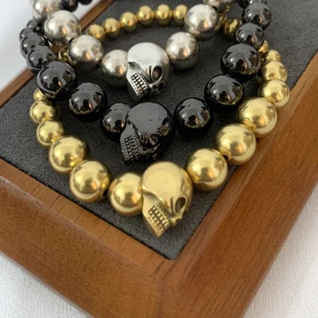 Európa Amerika Gold Silver Black Pearl Luxusné Kúzlo Náramok Ženy Človeka Designer Značky Šperky Punk Boho Goth
