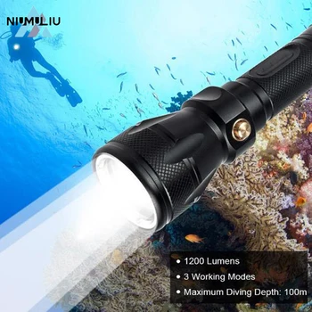 F2 LED Podmorské Potápanie Lampa Potápačská Baterka IPX8 Pochodeň Potápačské Vybavenie, 100m Vodotesné 18650 Svetlo Vyhovovali Plávanie Svietidla