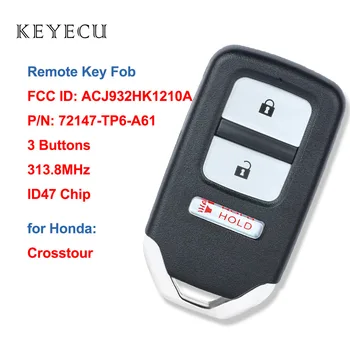 FCC ID: ACJ932HK1210A 3 Tlačidlá 313.8 MHz ID47 Čip Smart Remote Auto príveskom pre Honda Crosstour 2013 2014 2015