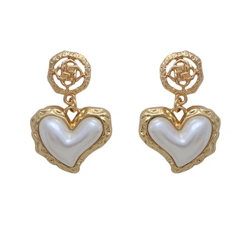 Francúzske Retro High-end Pearl Srdce Elegantné a Atmosférických Náušnice Šperky pre Ženy 6866