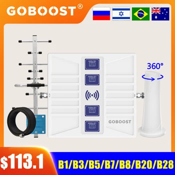GOBOOST 4 Kapela Celulárnej Zosilňovač B20 800 900 1800 2100 2600 MHz 700 850 1900 1700 LTE siete 2G, 3G, 4G Signál Booster 70 db Repeater