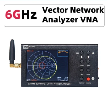 GS320 6GHz Nano VNA Vektor Analyzátora Siete 3.2 Palcový Dotykový LCD Displej Anténny Analyzátor 23MHz-6200MHz Portable Network Analyzer