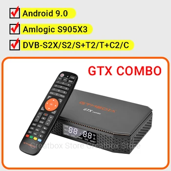 GTX COMBO GTMEDIA Android 9.0 DVB-S2X/S2/S+T2/T+C2/C Amlogic S905X3 2G32G Postavený v 2.4 G/5.0 G WiFi 1000M Ethernet BT4.1