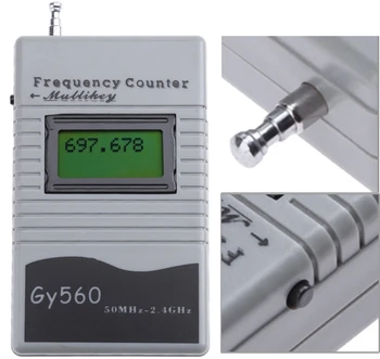 GY560 Frekvencia Počítadlo, Merač pre 2-Way Rádio Vysielač GSM 50 MHz-2.4 GH Prenosný Digitálny merač Frekvencie 7 MIESTNY LCD Displej