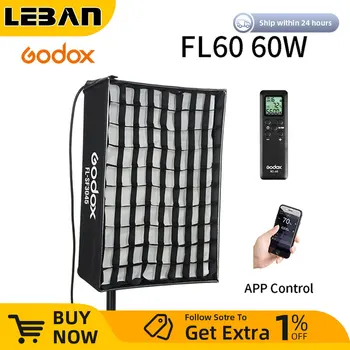 Godox FL60 60W Flexibilné LED Video Svetlo Rollable Handričkou Lampa + Honeycomb Mriežky Softbox + Regulátor + Diaľkové Ovládanie a APLIKÁCIE