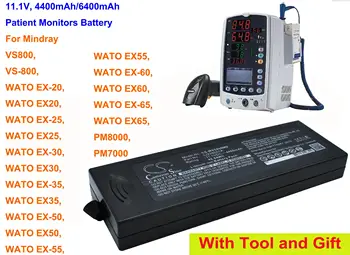 GreenBattey 4400mAh/6400mAh Pacienta Monitor Batérie pre Mindray WATO EX50, EX-60, EX60, EX-65, EX65, PM8000, PM7000