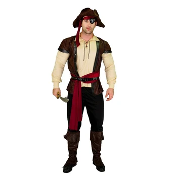 Halloween Kostým Mužov Pirát Cosplay Pirát Kapitán Jack Sparrow Mužov Dospelých Purim Vianočný Večierok Luxusné Buccaneer Oblečenie Úlohu