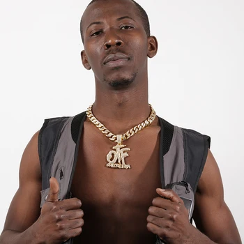 Hip Hop Muži Móda List OTF Prívesok Kubánskej Reťazí Náhrdelník Šperky