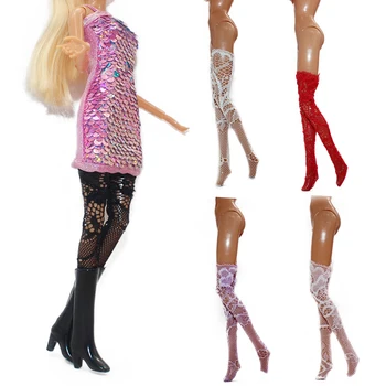 Hračky, Bábiky, Oblečenie Pre Barbie FR Bábika Osadenie Dlhá Ponožka Biela Čierna Ružová Čipka Nosí