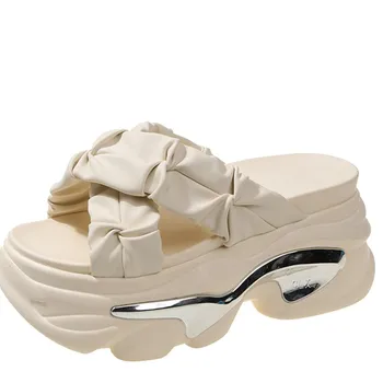 Hrubé Dno Letné Šľapky dámske Sandále 2023 Módne Ženy 9 CM Kliny Platforma Topánky Otvorené Prst Bytov Žena Pláži Flip Flops