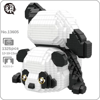 Hsanhe 13605 Živočíšneho Sveta Zoo Handstand Panda Hrať Pet Doll DIY Mini Diamond Kvádre, Tehly, Budova Hračka Pre Deti, Darčeky Č Box