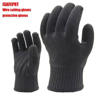 ISAFEPRT Úrovni 5 Anti-rezanie rukavice Polyester + Wire Anti-rezanie rukavice prácu s Kovom Sklo spracovanie Ochranné rukavice