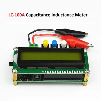 JUNTEK LC-100A Digitálny LCD Kapacita Indukčnosť Meter LC Meter 1pF-100mF 1uH-100H Test Klip Online Potenciometer Kalibrácia