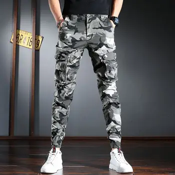Jar nové zblízka kamufláž, legíny, nohavice pánske kórejská verzia trend chudnutie bežné nohavice muži mens cargo nohavice