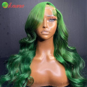 Jasné Zelené 13x6 Čipky Dopredu Ľudské Vlasy Parochňa Brazílsky Telo Vlna Zelené Farebné 6x6 Transparentnej Čipky Uzavretie Parochňu Pre Čierne Ženy