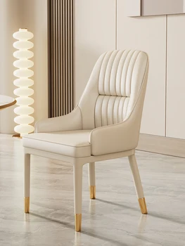 Jedálenské stoličky, domáce krém štýl, high-end pocit, svetlo luxusné operadlo stoličky, jednoduchý make-up stoličky
