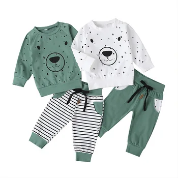 Jeseň Detí Medveď Sweatershirt Nohavice 2ks Oblečenie Set Baby Boy Dievčatá Bavlna Dlhým Rukávom T-shirt Nohavice Neformálne Oblečenie